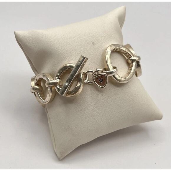 Silpada Sterling Silver 925 Hammered Toggle Link Bracelet Vintage Retired Chunky - Picture 1 of 6